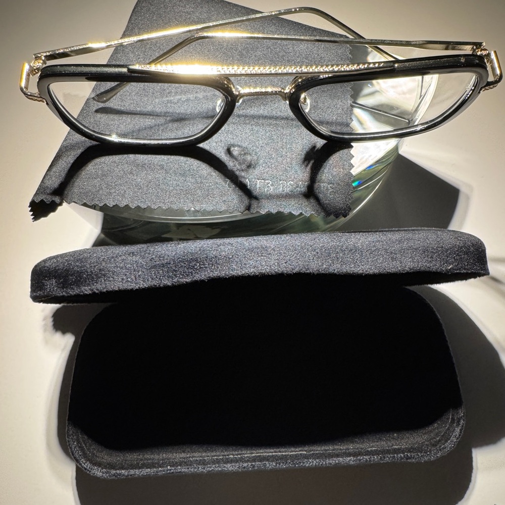 Glitz Black and Gold Frame Eyeglasses with Case - Picture 2 of 2